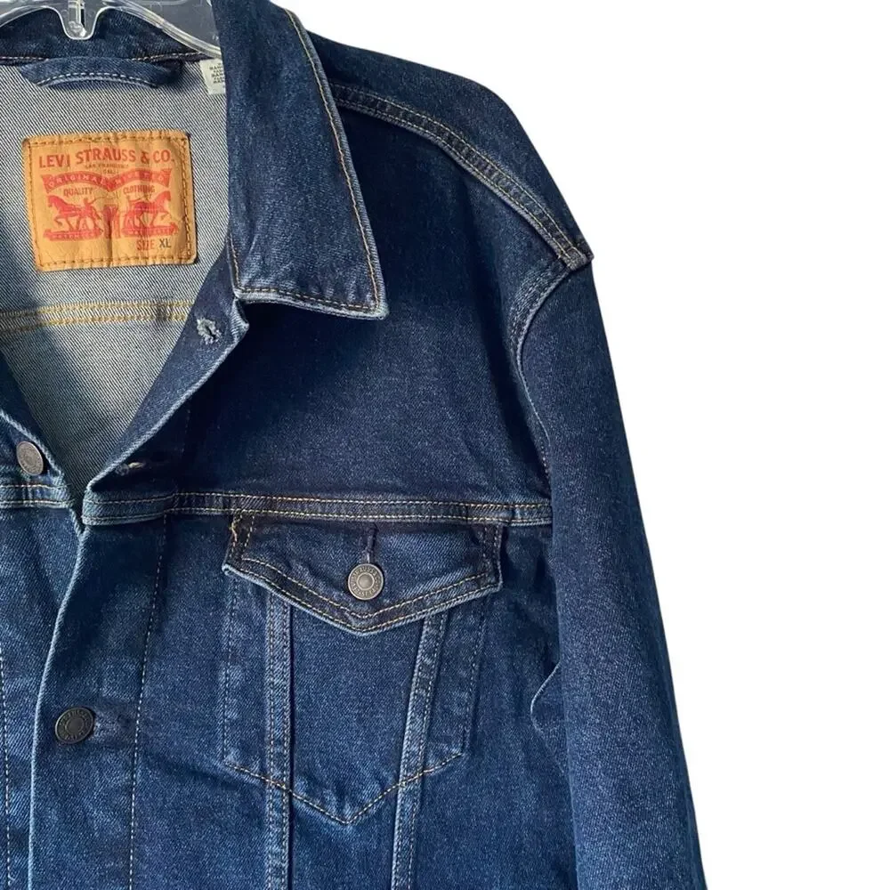 Levi’s Trucker Men's Denim Jean Jacket size XL Dark Blue - Picture 3 of 12